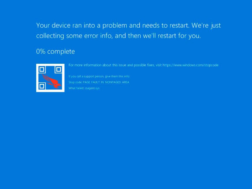 El BSOD se produce por un error en un driver de CrowdStrike (csagent.sys). 