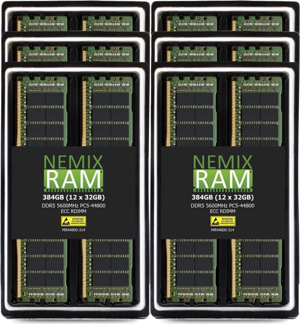 RAM: Esta es la más importante. Vamos a necesitar 768 GB (para que quepa el modelo) en 24 canales de RAM (para conseguir el ancho de banda necesario para que funcione lo suficientemente rápido). Eso significa 24 módulos DDR5-RDIMM de 32 GB.