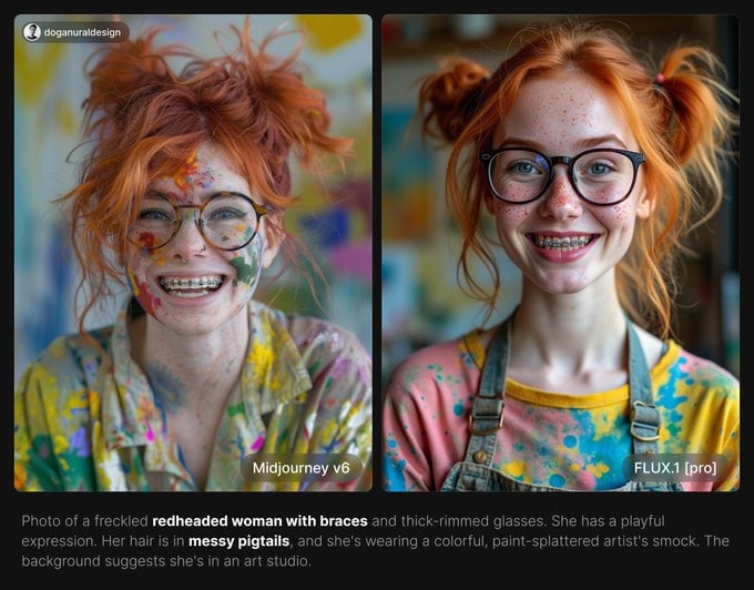 Flux 1 pro versus MIdjourney 6 - imágenes generadas por Dogan Ural (Designer, AI Educator)