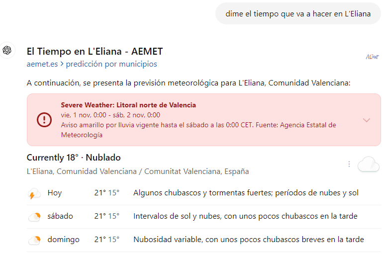 dime el tiempo que va a hacer en L'Eliana

