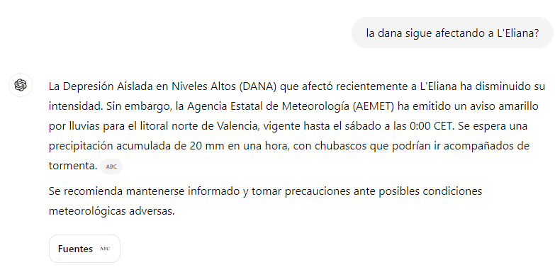 PROMPT para profundizar sobre la información anterior: la dana sigue afectando a L'Eliana?
