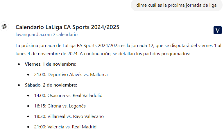 Resultado obtenido de La Vanguardia pero erróneo porque el Valencia - Real Madrid se ha aplazado.