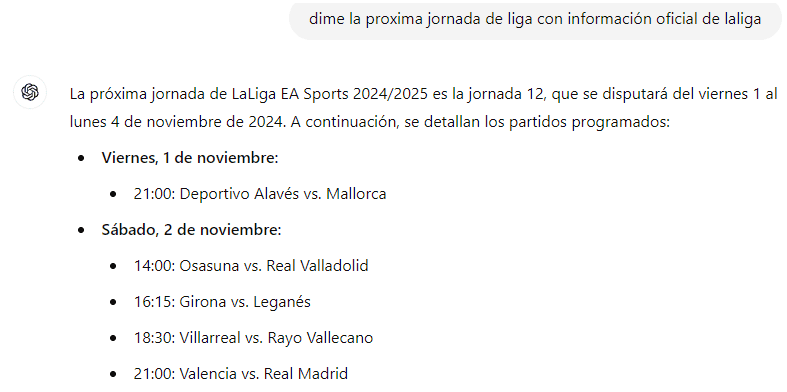 Si le preguntamos directamente por la información oficial de La Liga, la muestra. Aunque también es errónea.