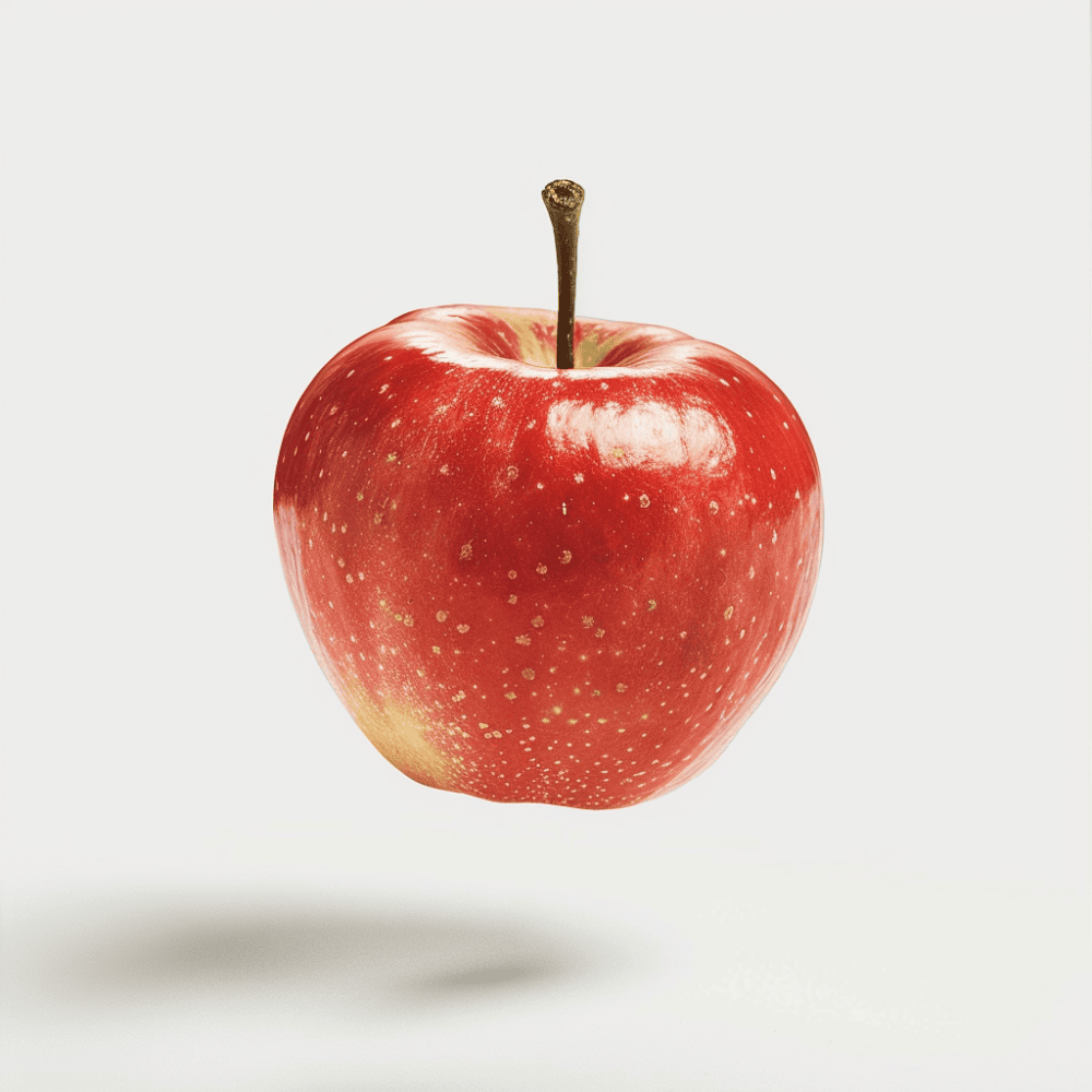 PROMPT: Product photography of an apple floating in midair, clean white background ::1 water ::-0.5 --sref https://s.mj.run/lDdLNQhqy8E